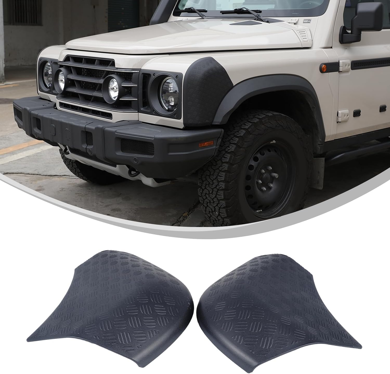 2PCS Headlight Side Armor Corner Guards Compatible with INEOS Grenadier 2020-2025 Accessories, Headlight Cover Guards Protector Textured Black Decoration