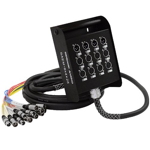Seismic Audio - 8 Channel XLR Snake Cable 25' Long - 8 Sends and 4 XLR Returns - Color Coded, Numerically Well Labeled - Heavy Duty 25 feet Long