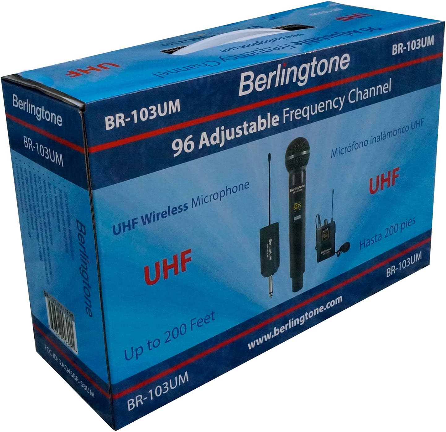 Berlingtone) Dual UHF Wireless Microphone System, with Headset Mic, 60 Adjustable Frequency Channels, with Rechargeable Receiver, Karaoke, Wedding, DJ, Party, Church, up to 200ft Range, BR-103UM