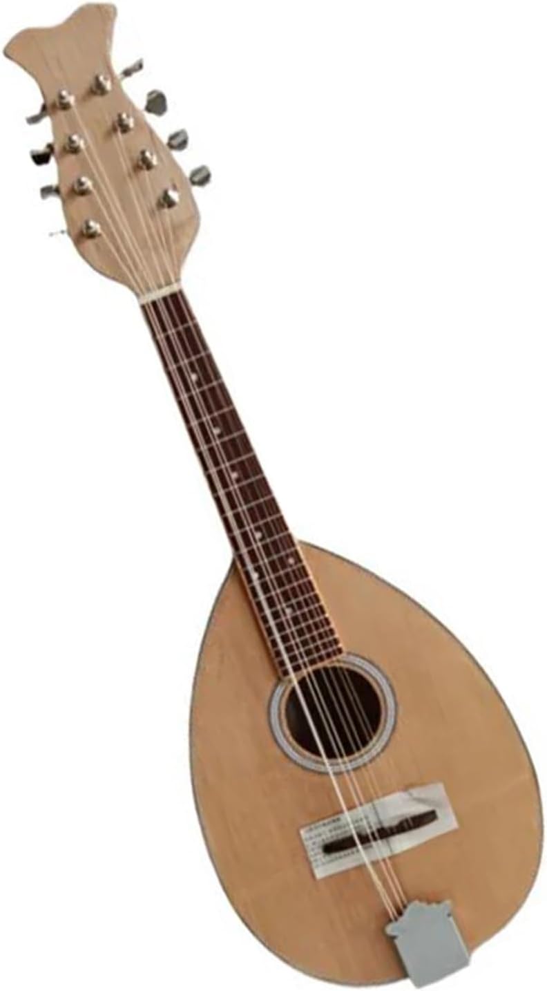 Spoon Shaped Mandolin With Leather Case 8 String 8 Wire Steel Wire Beginner Mandolin String Instrument(Yellow)