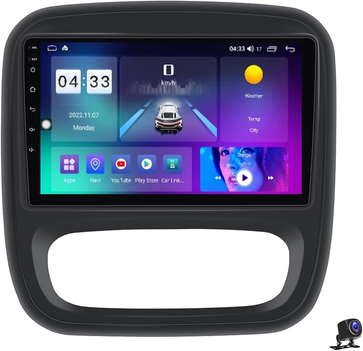 Double Din Android 13 Car Stereo Wireless Carplay with Bluetooth 9 Inch Touchscreen Car Radio for Renault Trafic 3/Opel Vivaro B Multimedia Navigation with USB/RDS/DSP