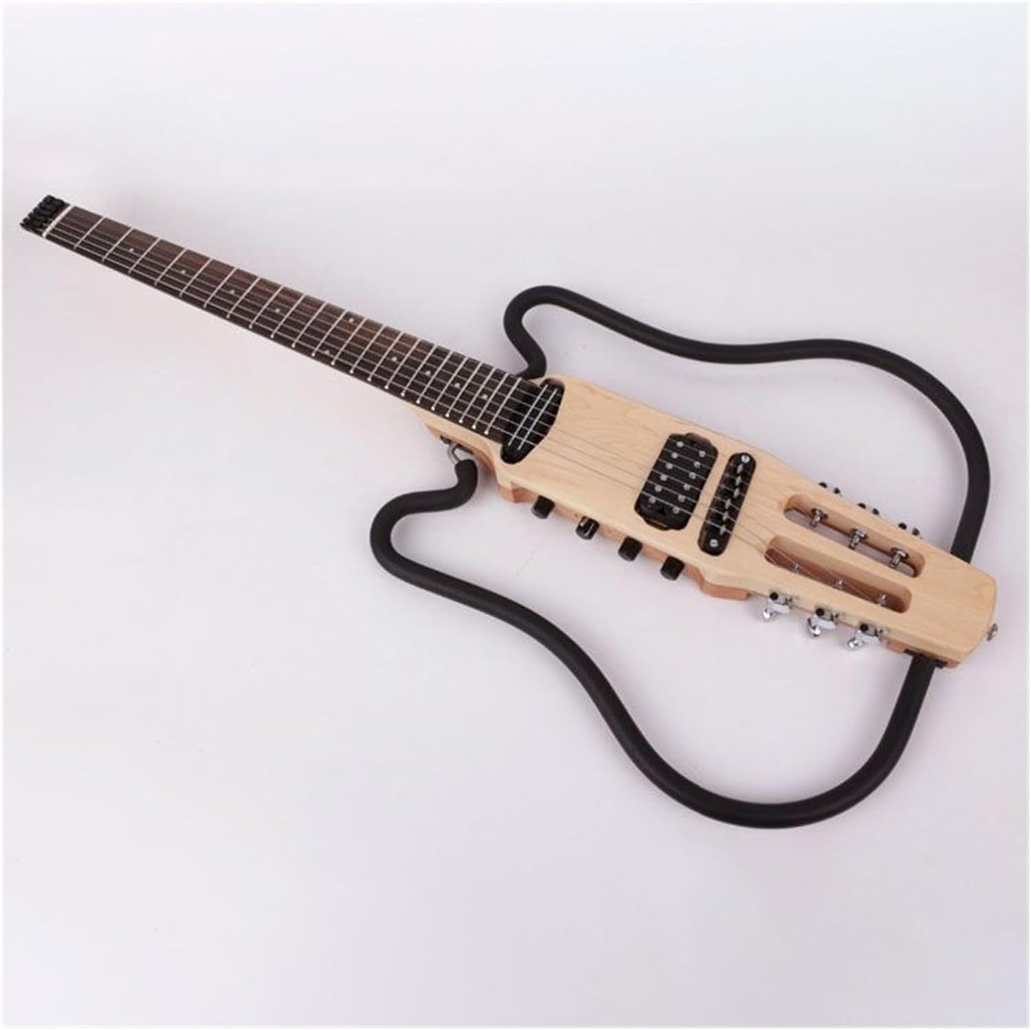 VENEKA Headless Electric Guitar Left and Right Hand Folding Mute Guitar Beginners Entry Portable Travel Headless Electric Guitar (Color : 01)