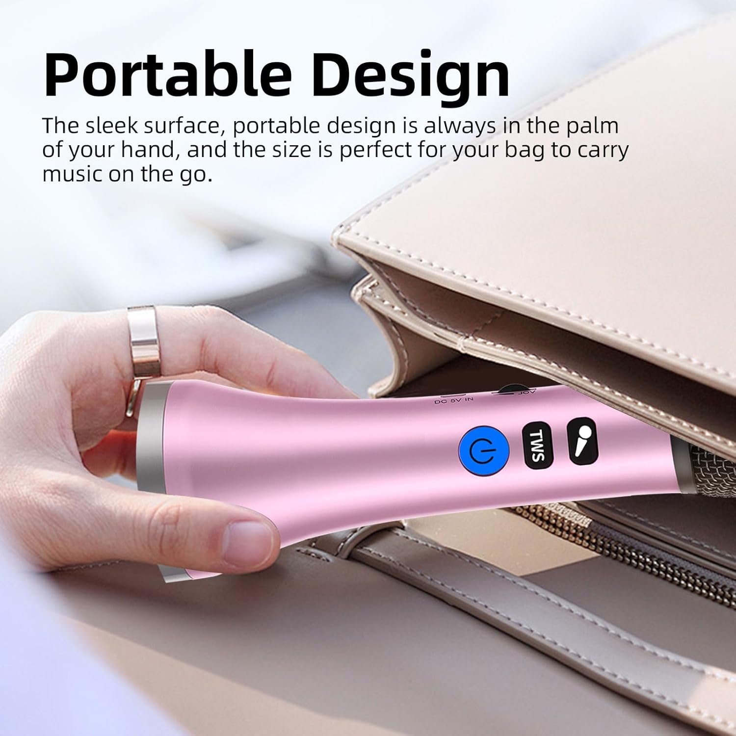 YF79 Wireless Bluetooth Microphone with 20W High Power, DSP Chip for Clear Sound, Dual Mic Connectivity for Duet Singing, One-Click Vocal Reduction for Karaoke, Portable Design with Loud Volume(Pink)