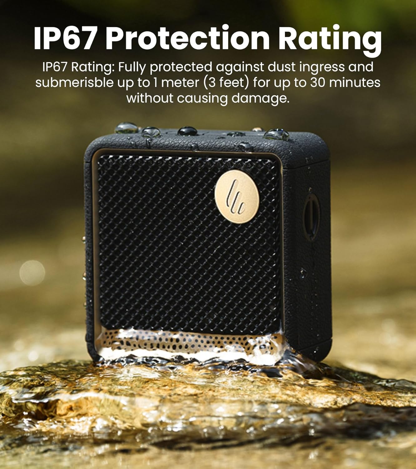 Edifier ES20 Portable Bluetooth Speaker with IP67 Waterproof & Dustproof, 15 Hours Playtime, Wireless Connectivity for Home Office Outdoor (Black)