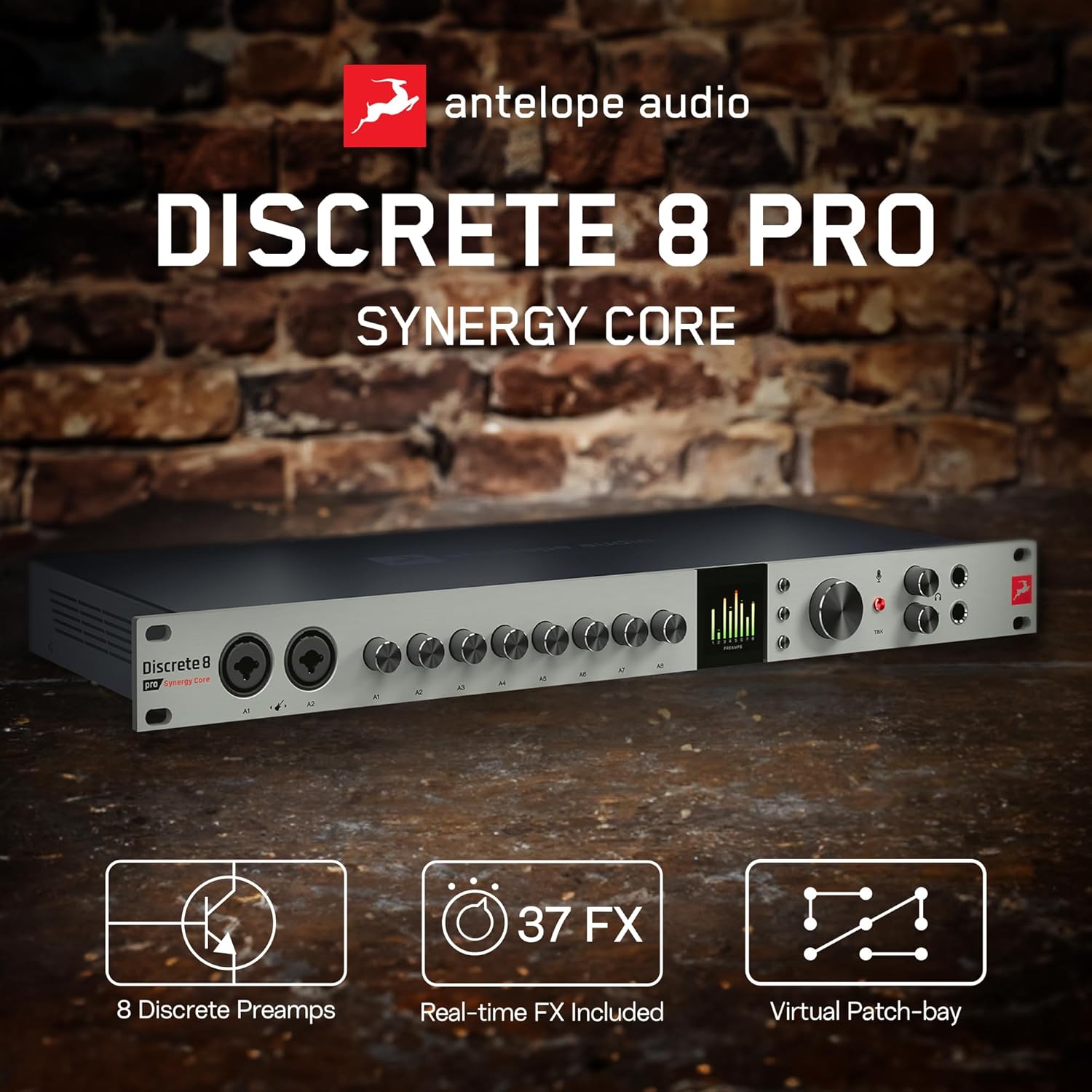 Antelope Audio Discrete 8 Pro Synergy Core Desktop 26x32 Audio Interface - Thunderbolt 3 & USB 2.0 Channel Microphone Preamp Recording, Streaming Studio Audio Interface w/Onboard Real-Time Effects