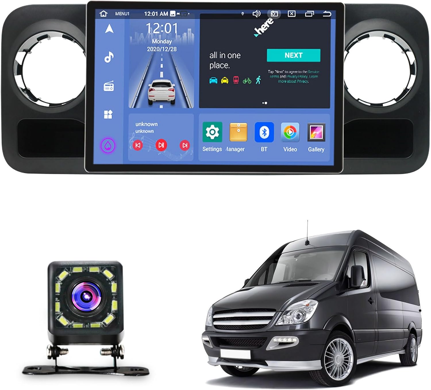 13.3 inch Car Screen for Mercedes-Benz Sprinter (2018-2022), Multimedia Video Audio Player, Android 10 Car Radio with Android Auto/CarPlay/GPS/WiFi/Bluetooth/AM/FM Radio(Size:8+256 G)