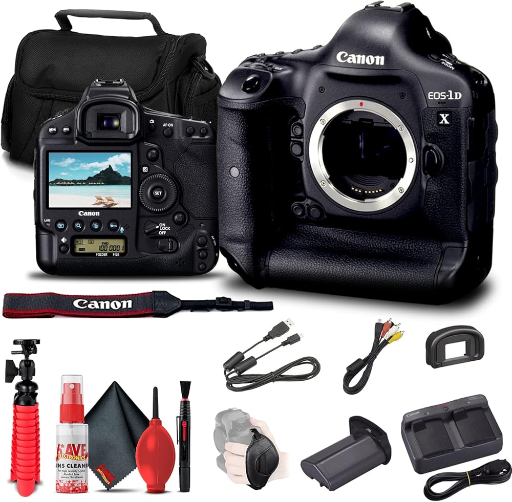 Canon EOS-1D X DSLR Camera (Body Only) (5253B002) + Case + Flex Tripod + Hand Strap + Cleaning Kit (Renewed)