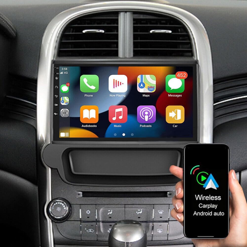 9 Inch Car Stereo Compatible for Carplay&Android Auto,Slakerbe Android 13 MP5 Player 2+32GB Car Radio with WiFi USB FM Backup Camera Compatible for Malibu 2011 2012 2013 2014 2015