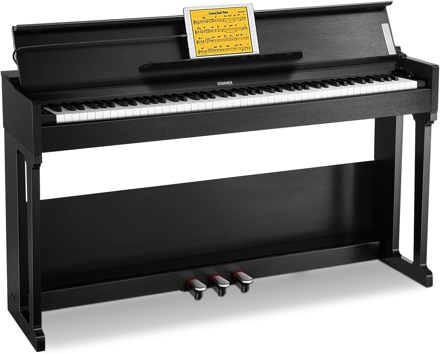 Donner DDP-90 Digital Piano, 88 Key Weighted Piano Keyboard for Beginner/Professional W/Three Pedals, Supports U-disk Music Playing, PC/Tablet/Cell Phone Connecting, Audio In/Output