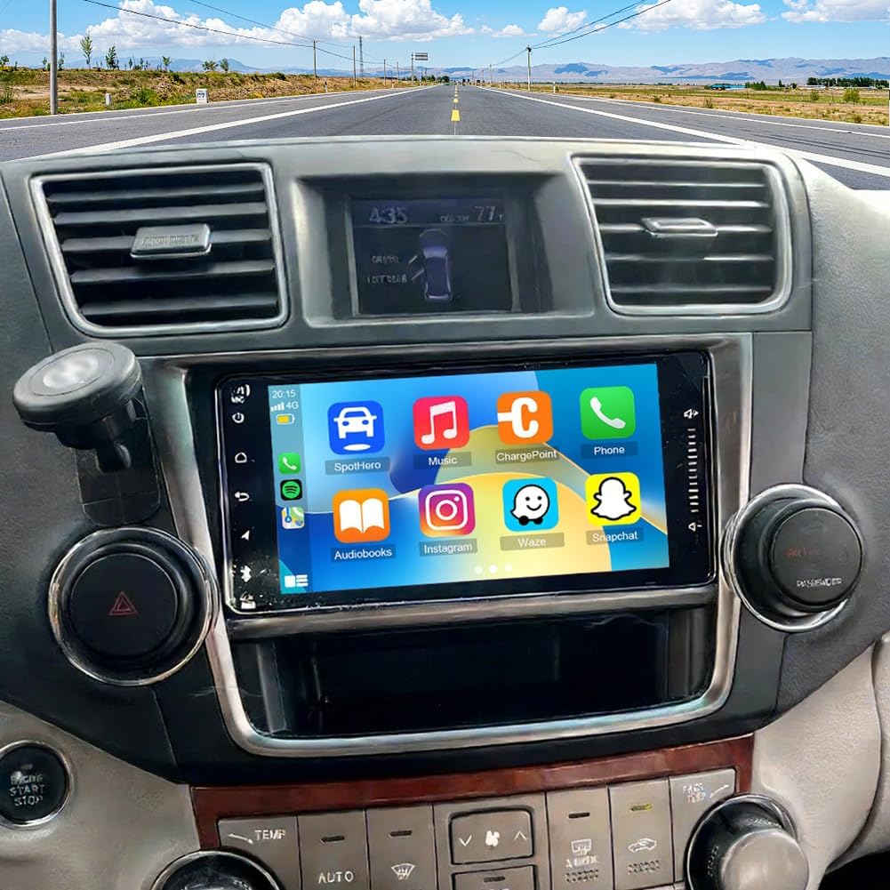 2G+64G Car Radio Upgrade for Toyota Highlander 2008-2013 with Wireless CarPlay and Android Auto, 7 Inch Touchscreen Android 13 Double Din Car Stereo w/Bluetooth GPS WiFi FM RDS SWC Camera