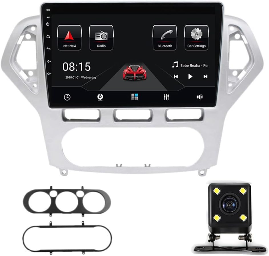 Double Din Car Stereo Radio Built-in Carplay & Android Auto, 9In Touch Screen Bluetooth MP5 Player for Ford Mondeo 4 2006-2010 with Backup Camera, USB, FM Audio Receiver