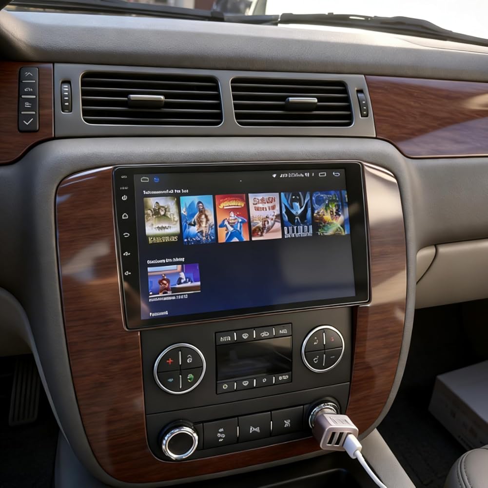 Android 13 Car Stereo Radio Fit for GMC Yukon for Chevy Tahoe/Suburban 9 Inch Multimedia Player Wireless CarPlay & Android Auto with Bluetooth/WiFi/FM/Mirror Link/BT/GPS/SWC/AHD Camera+Microphone