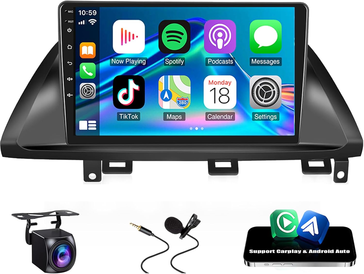 4+64G Double Din Car Stereo with Wireless Carplay Android Auto for Honda Odyssey 2005-2010 10