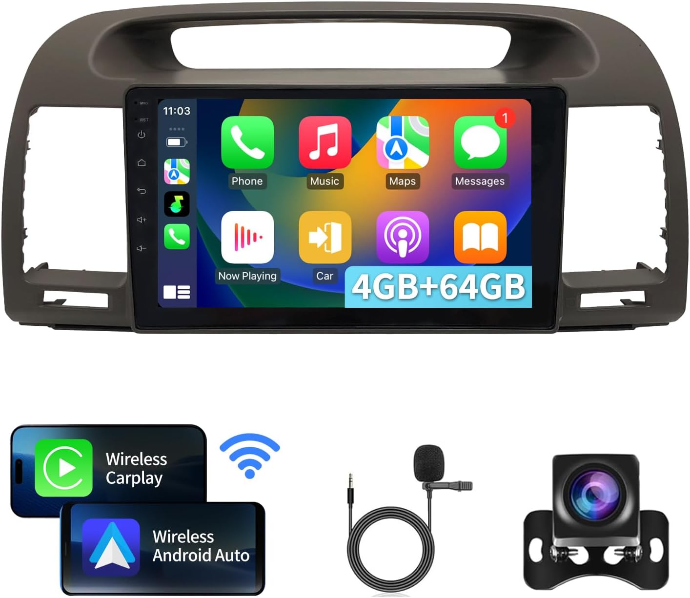 Radio for Toyota Camry Car Stereo 2002-2006 WiFi Bluetooch Head Unit Upgrades,Wireless Carplay & Android Auto 9
