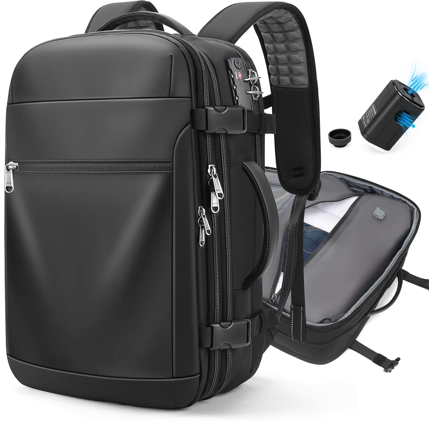 Vacuum Backpack Travel 60L Vacuum Seal Backpack with Pump, TSA Lock&Anti-theft Pocket, 17