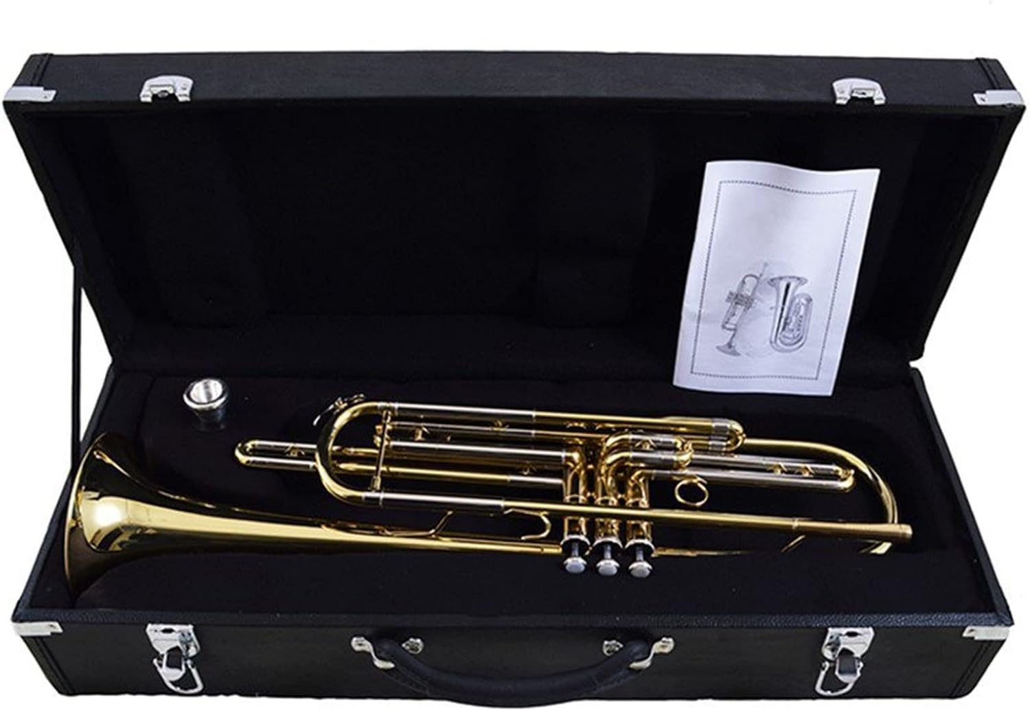 KESHUO Bass Trumpet BB Tune Lacquer Gold Tube Body Cupronickel Voice-Changing Wind Instrument Trumpets