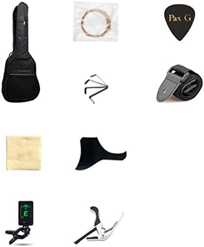 Full Size Guitar 41 Inch Beginner Practice Travel Guitar Adjustable Metal String Fingerstyle Stable Sound Quality Spruce Beginner Acoustic Guitar Starter Package Student G (Orange Long)