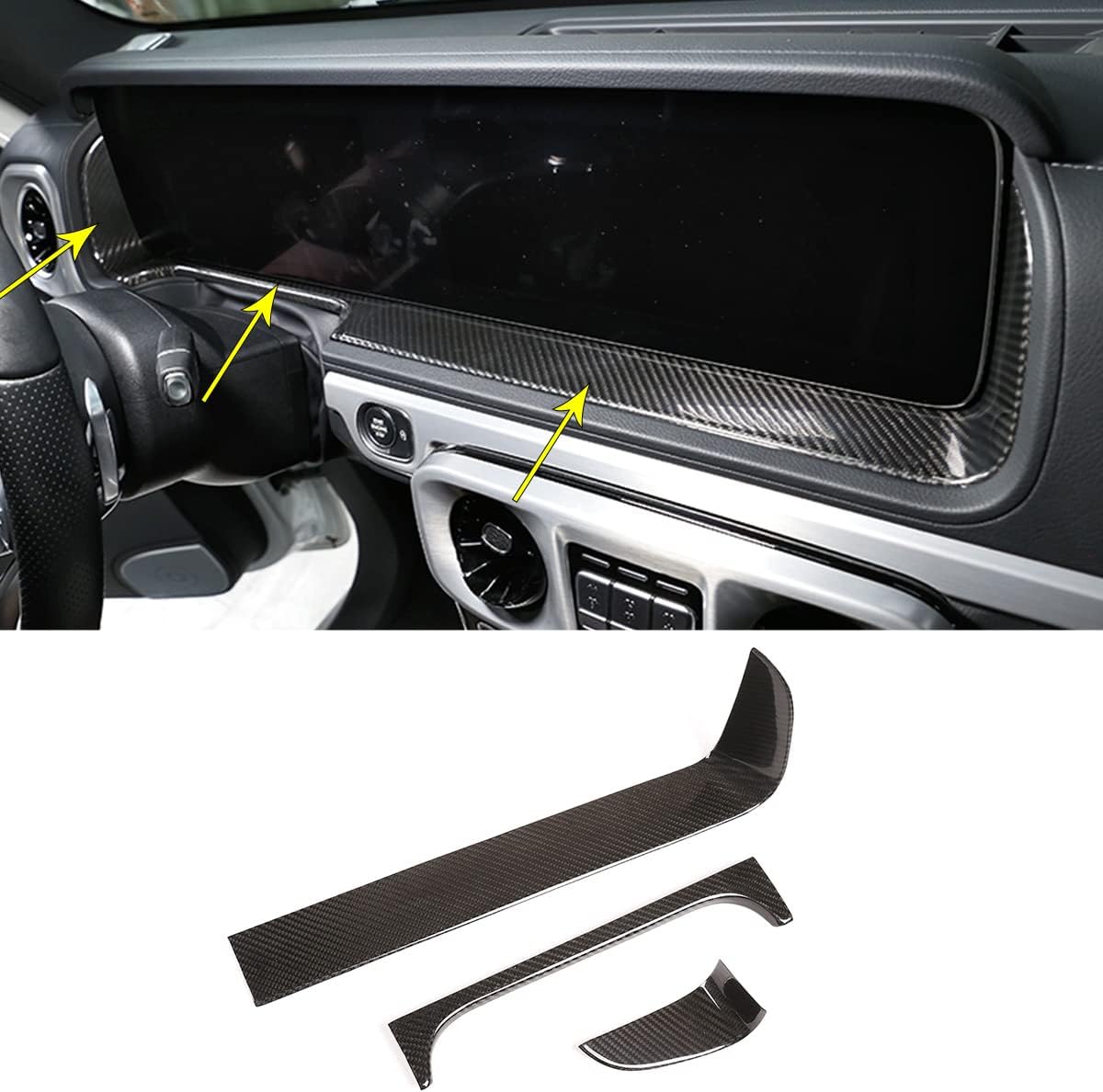 Fit for Mercedes Benz G Class W463 G63 G350 G500 W464 2019-2020 Real Carbon Fiber Car Interior Dashboard Display Screen Decorative Frame Panel Cover Car Accessories