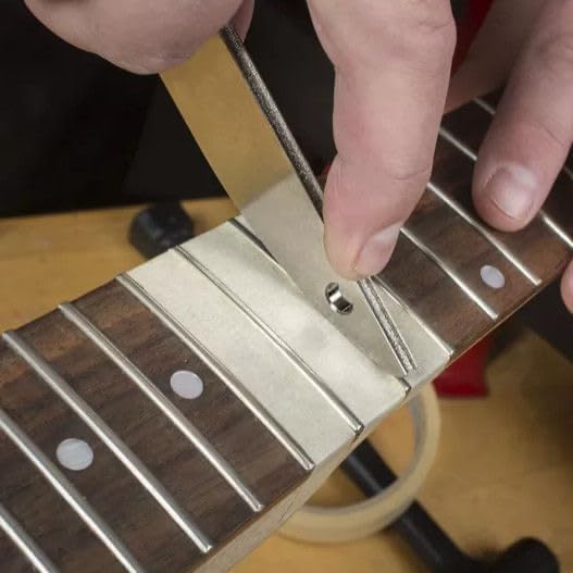 Guitar Fret Crowning File, Diamond Fret Tool: Offset Dual-Width 300-Grit | Steel Construction | Medium/Jumbo Fretwire Surface Shaping for Precision Neck Setup and Fret Dressing