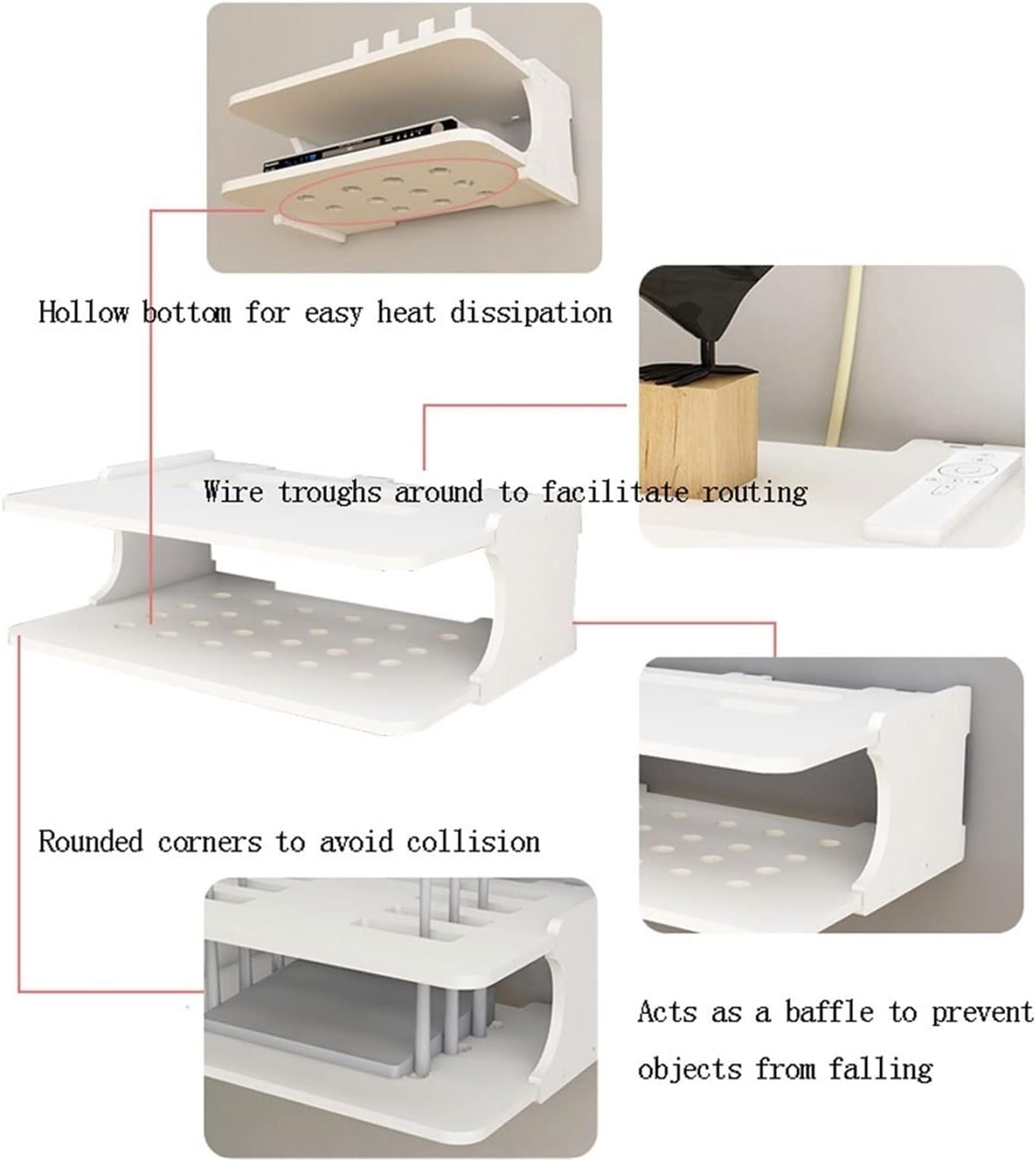 Wall Mount Shelves, Floating Shelf Wall-Mounted TV Stand, Floating Cable Box Shelf, Floating Wall Mount Shelf (Color : B)