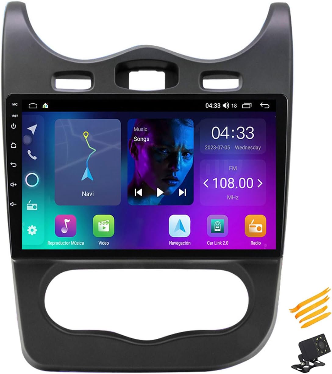 Android 13 Car Stereo Bluetooth Car Play 2 DIN Touch Screen Compatible with Renault Sandero 2013~2014 9In QLED Display Car Radio with Navigation Android Auto FM RDS SWC,4 Core NF2 2G+32G