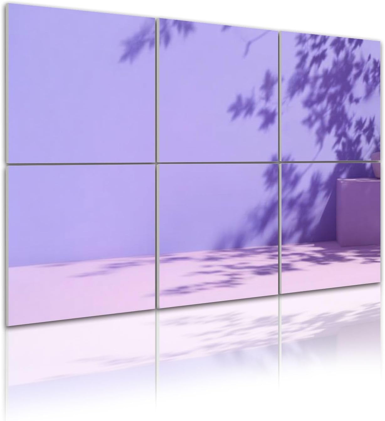 6 Pack Art Acoustic Panels Self Adhesive Mock up 3D Room Scene Natural Plants Shadows Overlay 48