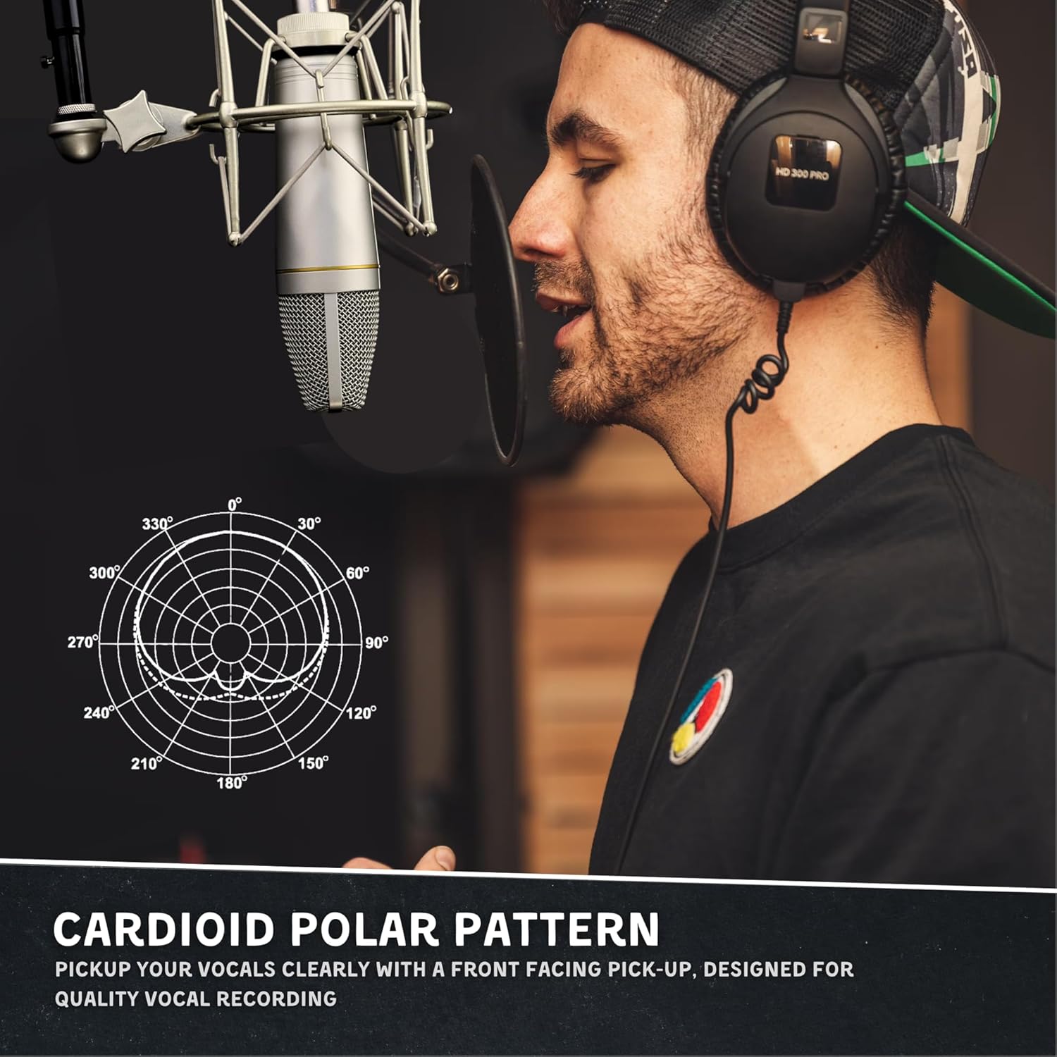 MA-67 Studio Condenser Microphone, 34mm Gold Large Diaphragm Capsule, Including Hydro Pop Filter, Metal Shock Mount, XLR Cable and Mic Bag - For Music Production, Vocal Recording and Podcasting