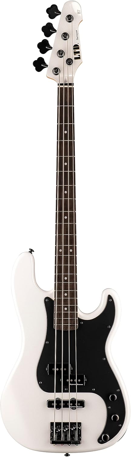 ESP 4 String LTD Surveryor ’87 Bass, Pearl White, Right, One Size (LSURVEYOR87PW)