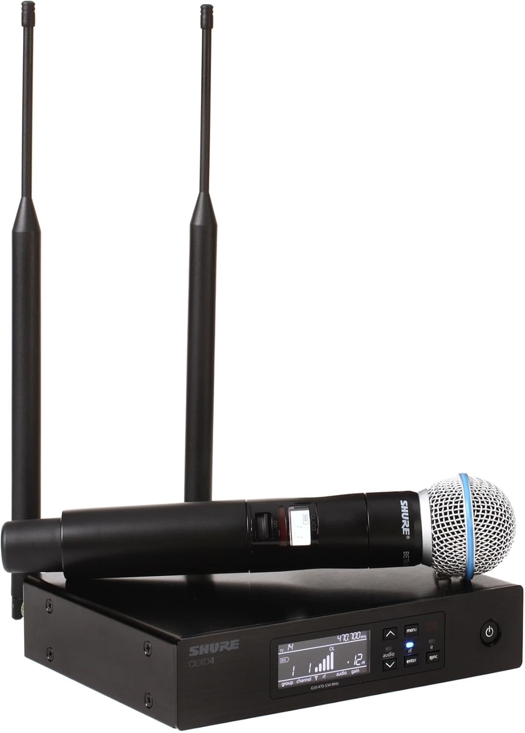 Shure QLXD24/B58 Digital Wireless Mic System - G50 Band, Includes QLXD2/BETA58A Mic & Transmitter, QLXD4 Receiver, 470-534MHz Coverage