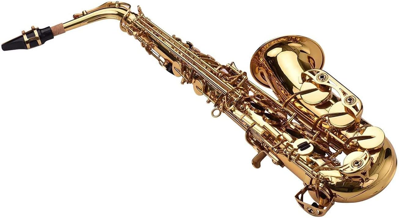 Golden EB Alto Saxophone Sax Brass Body White Shell Keys Woodwind Instrument with Carry Case Gloves Cleaning Cloth