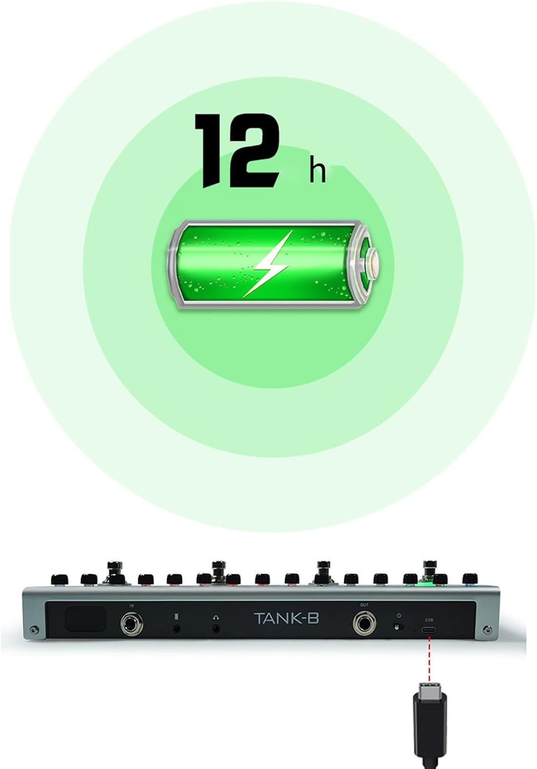 Multi Effects Bass Guitar Pedal, 36 Tone Presets, 9 AMP, 8 IR, Rechargeable, Tone Customization, Portable, 12hr Battery, for Music Enthusiasts