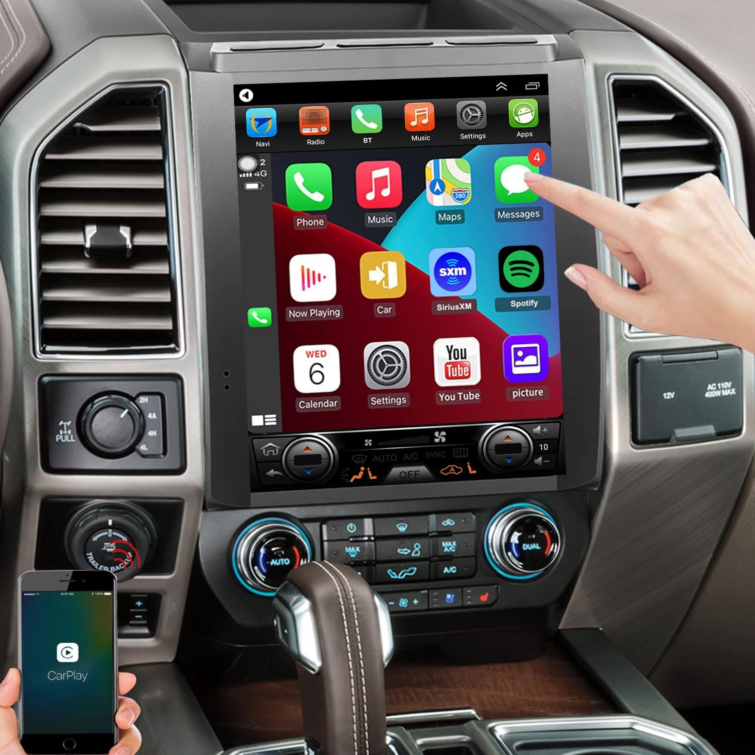 for Ford F150 Radio Upgrade 2015 2016 2017 2018 Trucks Accessory Stereo Replacement 8core CPU 12.1inch IPS Touch Screen Build in Wireless carplay and Wired Android Auto