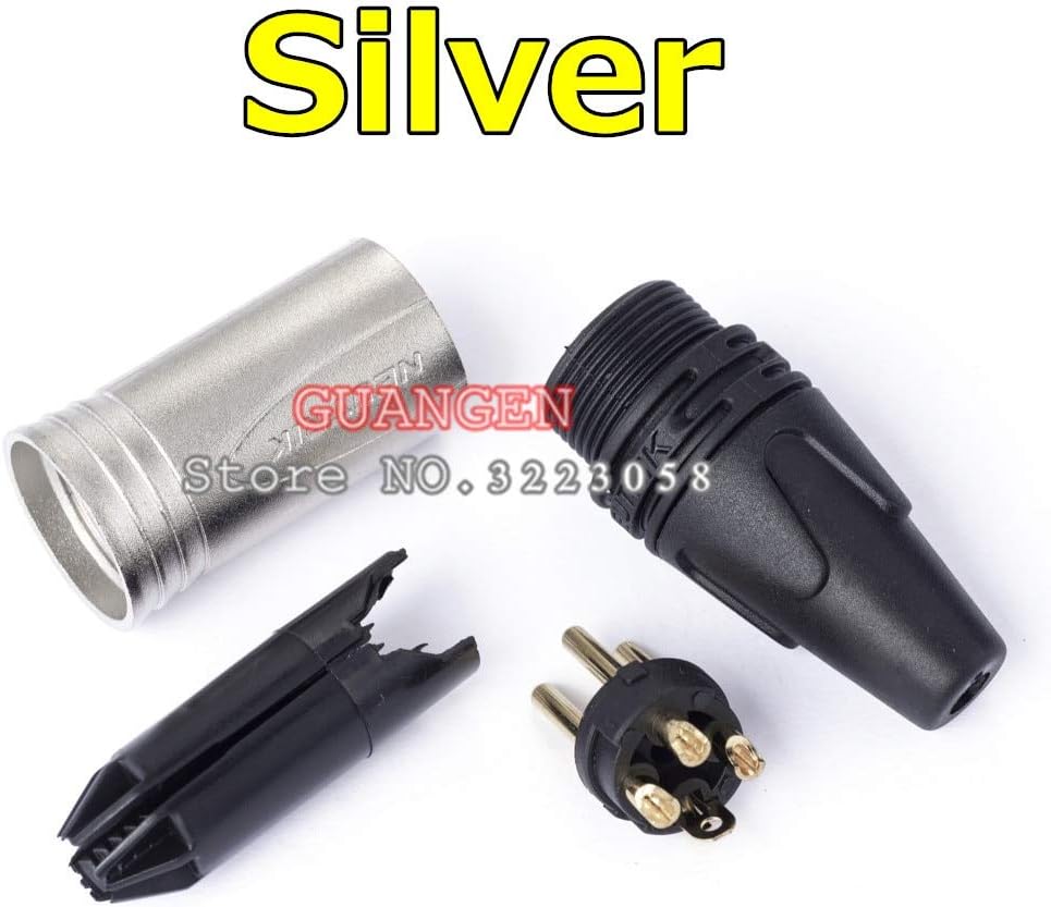 Davitu Electrical Equipments Supplies - 60Pcs/lot NC3MXX For NEUTRIK Male A set 3 Pin XLR Connector withe Black or Silver gold plated - (Color: Black)