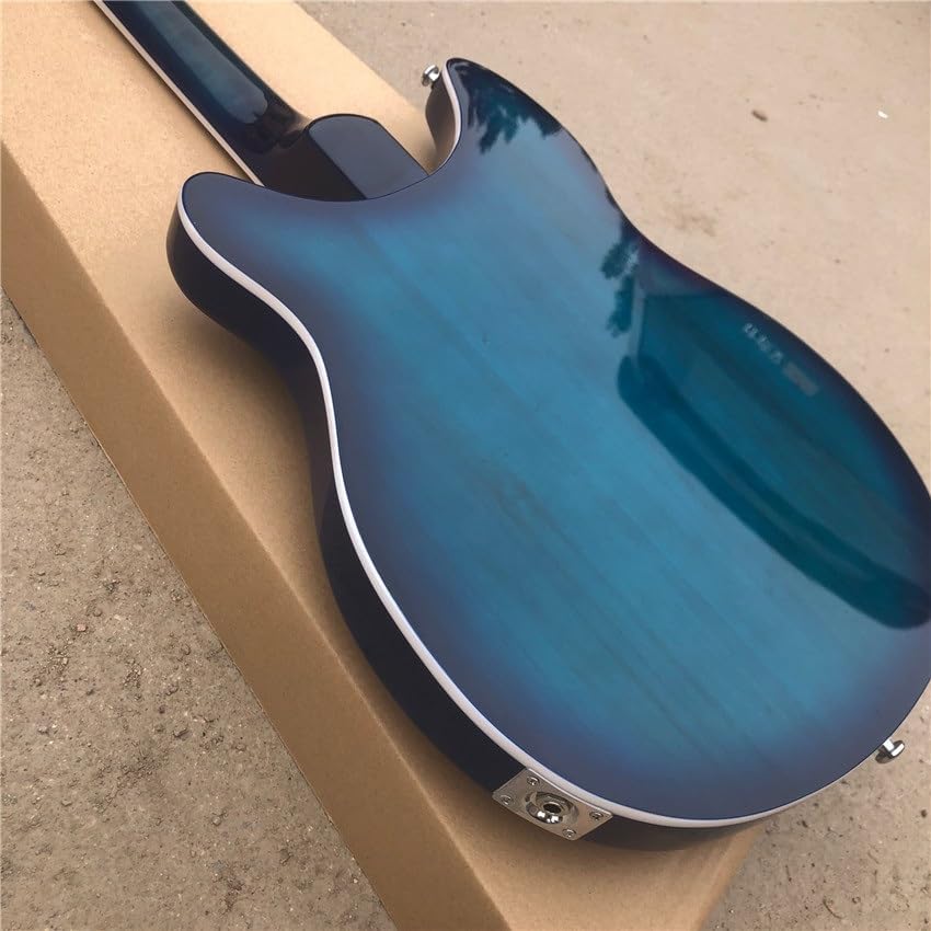 Custom 12 string 360 electric guitar, blue, bright red sandalwood fingerboard, half empty center