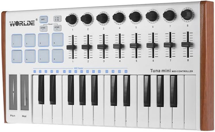 25 Key MIDI Keyboard Pad Controller, USB 2.0 Plug and Play, Win10/8/7/XP, OSX, , Compact and Portable