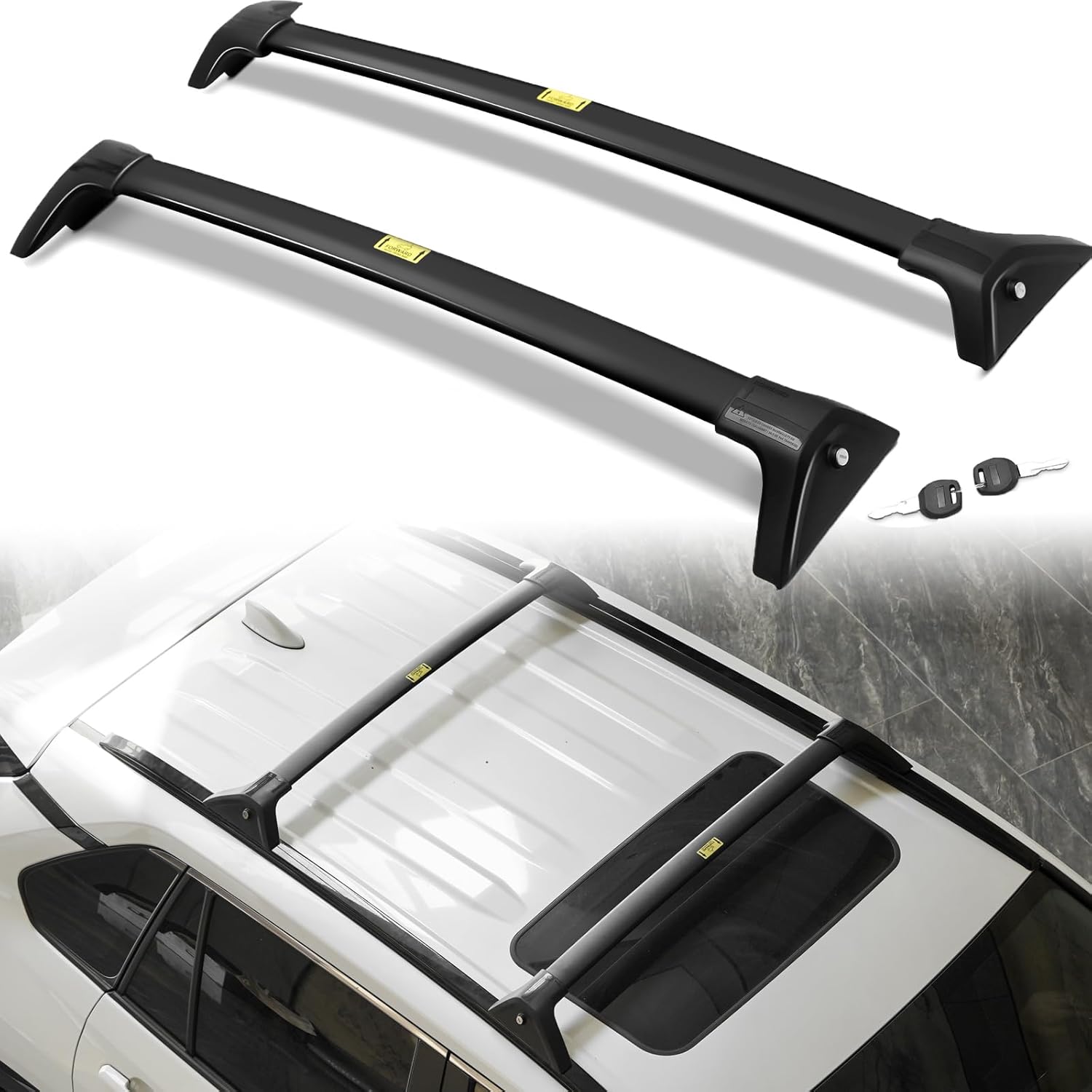 Lockable Roof Rack Cross Bars 220lbs for 2019-2025 Toyota RAV4 (Not Fit for Adventure/TRD Off-Road), Anti-Theft Lockable Aluminum Crossbar Luggage Rack for Rooftop Cargo Carrier Bag Kayak Canoe