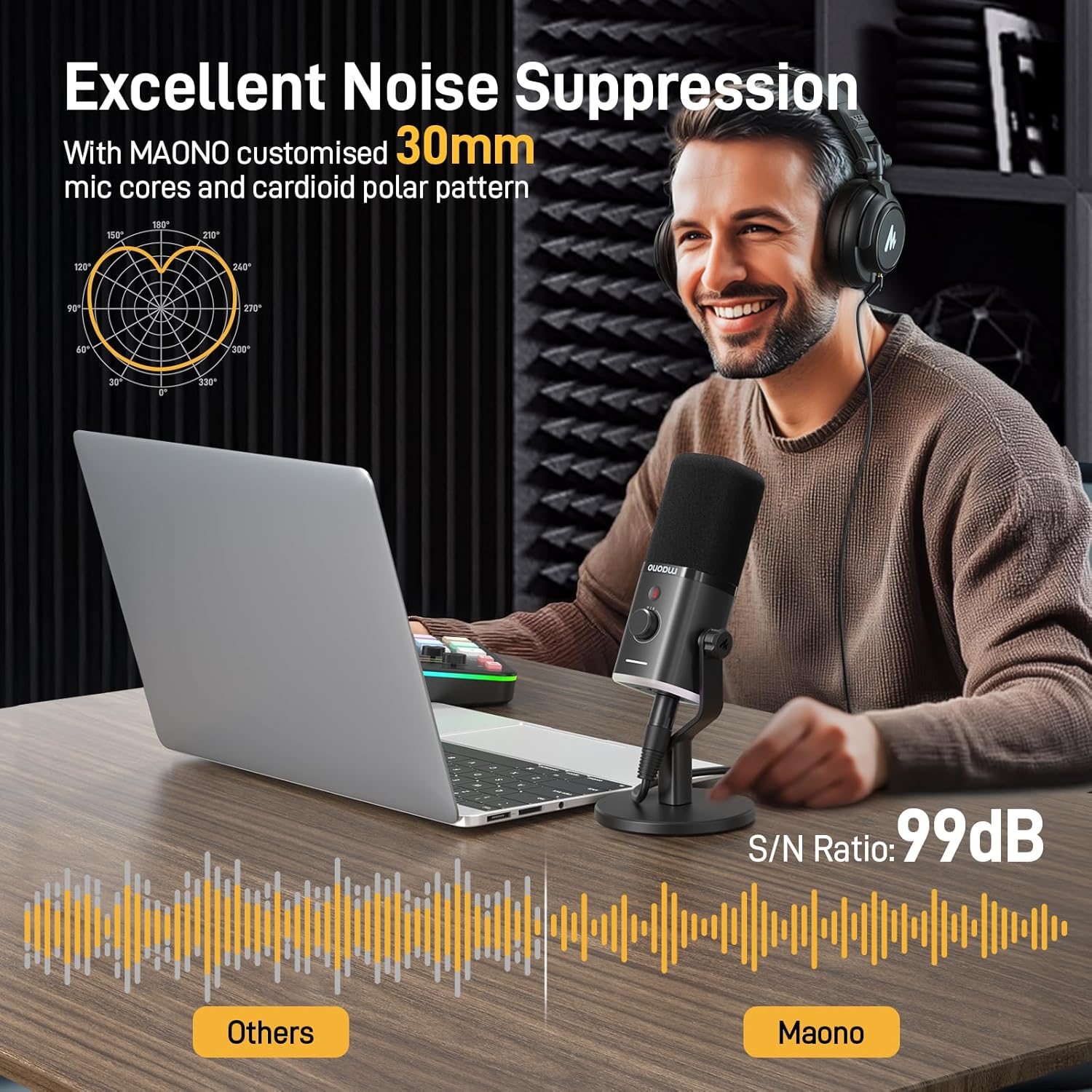 MAONO PD100X XLR/USB Gaming Microphone & Maono PS22 Lite & All in One Gaming Gear Bundle for Game Streamers（PD100X Black+PS22 Lite+XLR-180)