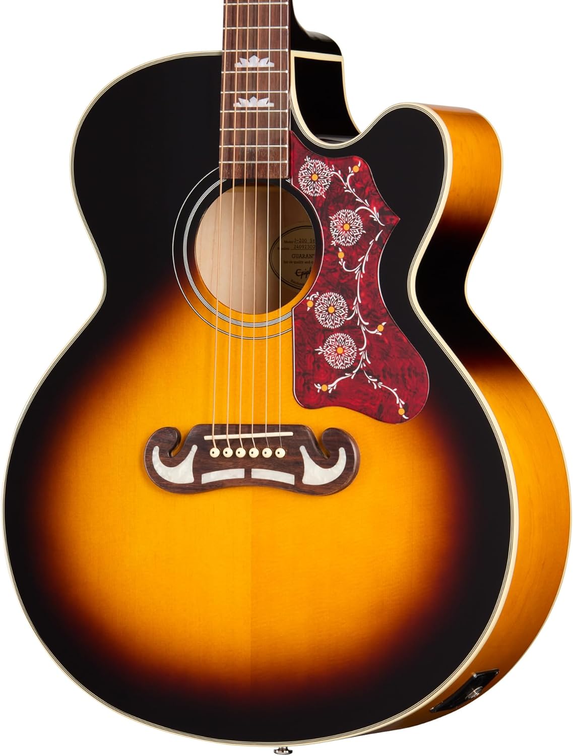Epiphone J-200 Studio EC Jumbo Acoustic Electric, Vintage Sunburst with Bag