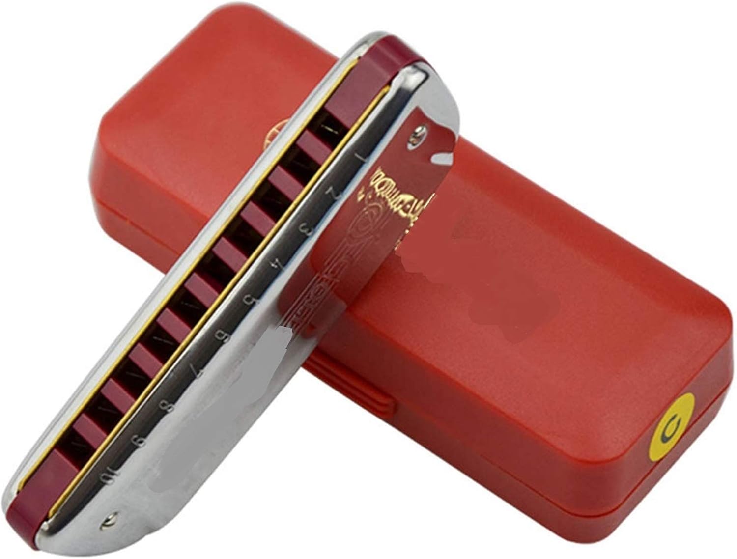 Harmonica Diatonic Harmonica 10 Hole Blues Harp Mouth Organ Instrumento ABS Comb Key C Musical Instrument (Color : Silver Key B)