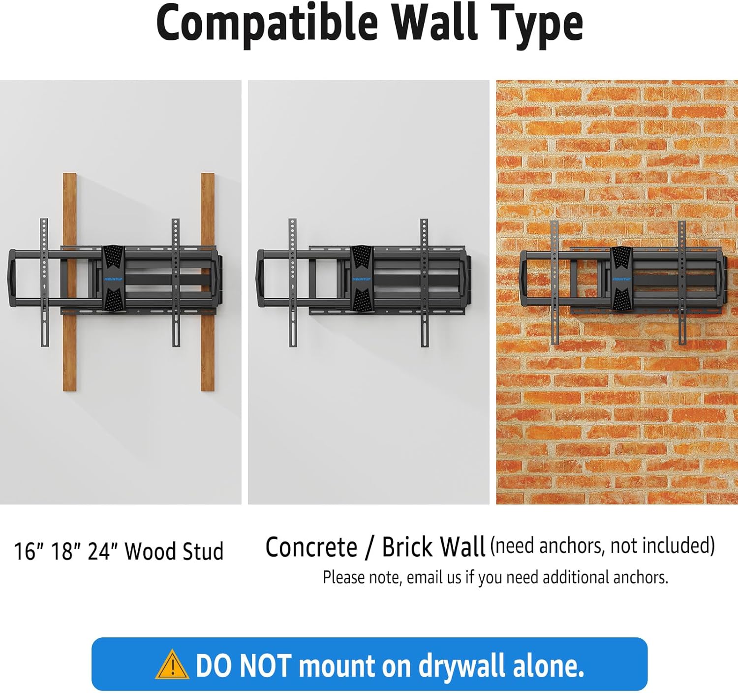 MOUNTUP Long Arm TV Wall Mount with 40’’ Extension, Full Motion TV Mount for Most 42''-90'' TVs, Corner Bracket with Swivel Tilt Max VESA 800x400mm Load Up to 150 LBS Fit 16/18/24'' Stud MU0059