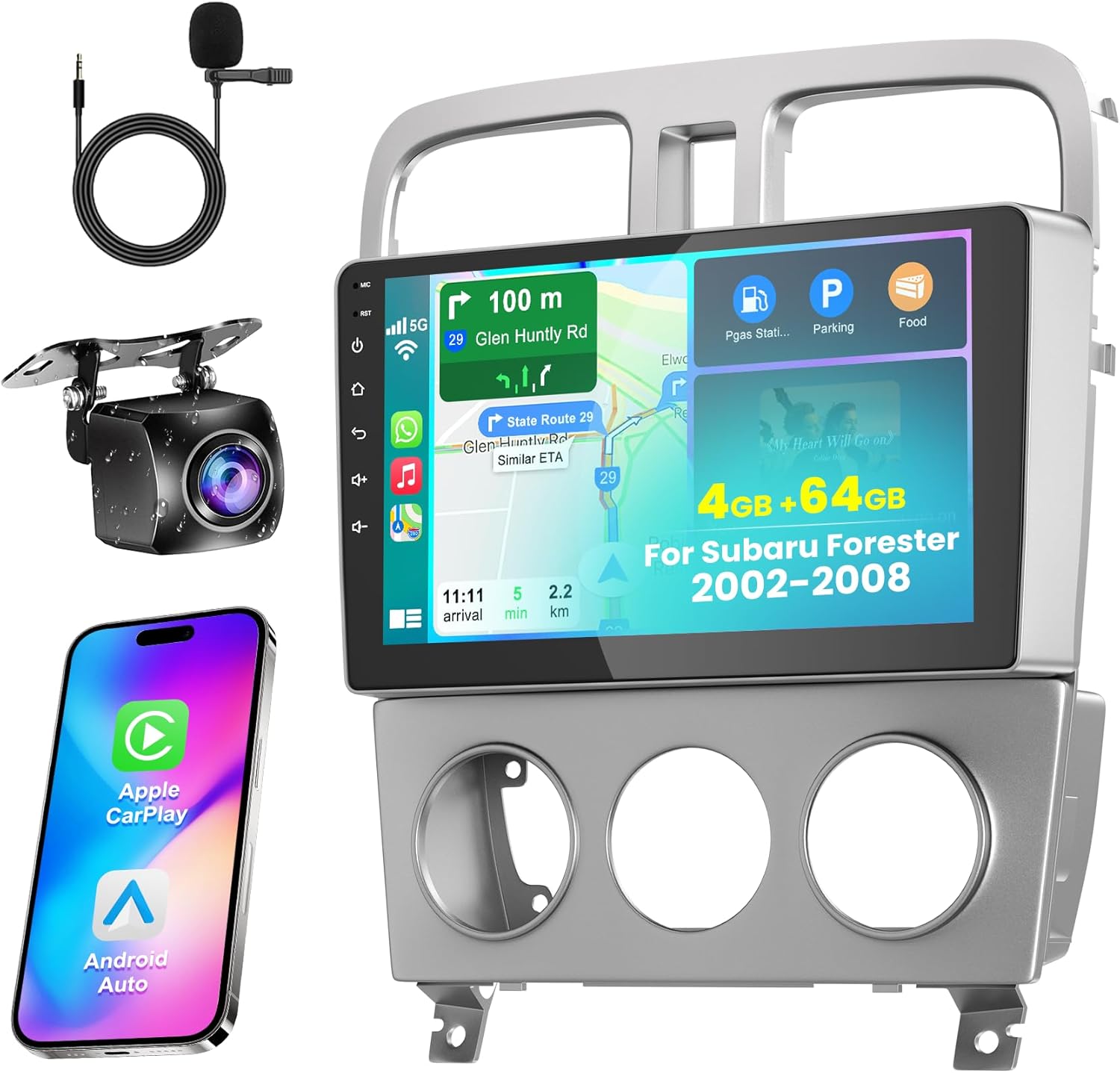 Android 13 Car Radio for Subaru Forester 2002-2008 with Wireless Carplay Android Auto,9 Inch IPS Touch Screen Car Stereo with GPS Nav/Bluetooth/FM/Backup Camera/WiFi/SWC/HiFi/Mirrorlink 4G+64G