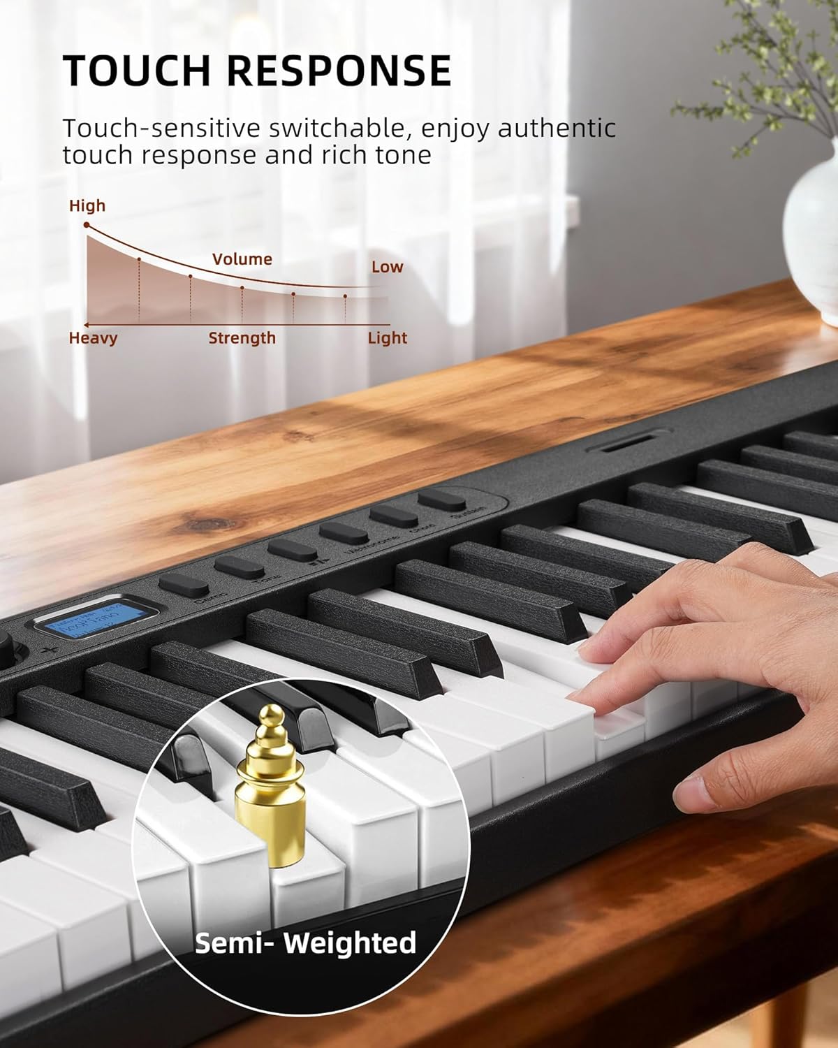 LEKATO Portable 88 Keys Electric Piano Keyboard, Foldable Digital Piano with Full Size Semi-Weighted Velocity Keys, Wood Grain, Learning Mode, LCD Screen, Bluetooth USB Midi, for Beginners Home Travel