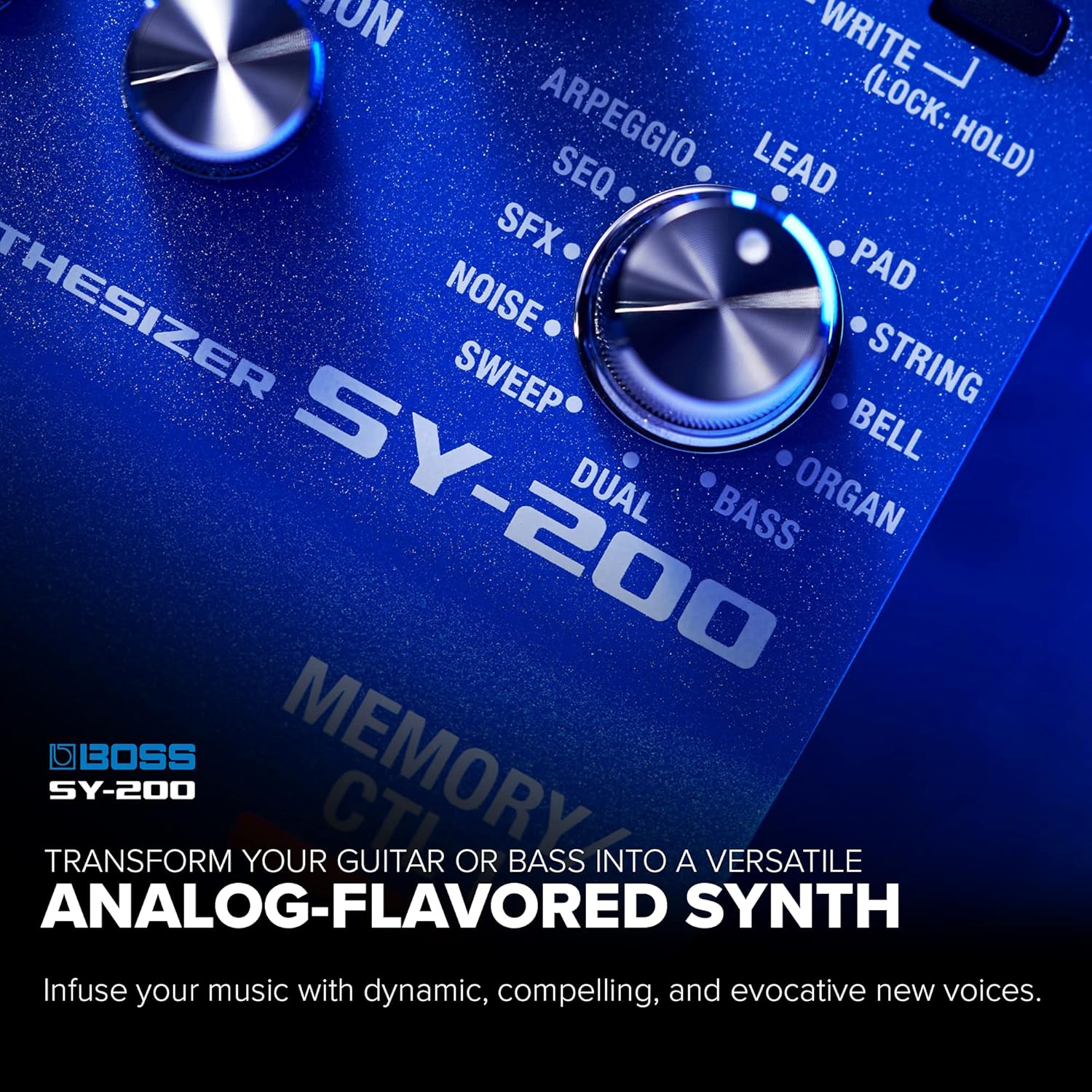 BOSS SY-200 SYNTHESIZER EFFECTS PEDAL – Advanced BOSS Polyphonic Guitar Synth Technology in a Streamlined 200 Series Pedal for any Guitar or Bass – Full MIDI I/O – 128 Memories – 171 Synth Sounds