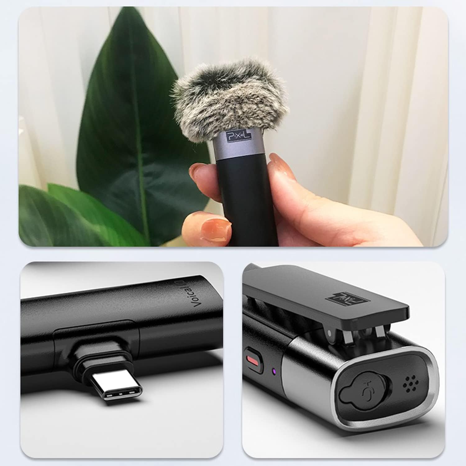 PIXEL Wireless Lavalier Microphone for Android/Type-C Phone, Plug- Play Clip-on Microphones Mini Lapel Mic with 2 Transmitters & 1 Receiver for Video Recording, Vlog, Interview, Tiktok, YouTube