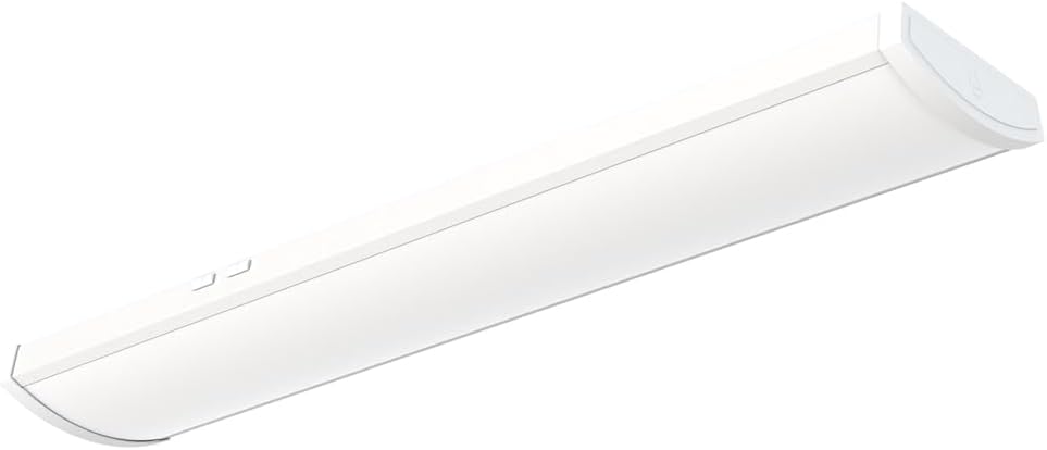 Lithonia Lighting 4 Foot LED Light Fixture, Low-Profile LED Wraparound Ceiling Light, Flush Mount, 4000/5000/6000 Adjustable Lumens, 4000K Cool White Light, MVOLT, 10 Inches Wide, White
