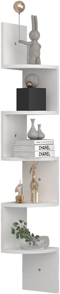 Exquisite Bathroom Shelves Corner for Wall Decor Corner, Corner Shelf 5 Tier Floating for Wall, Wall Mount Corner Wood Wall Shelf for Bedroom Bathroom Living Rooms (Color : White B)