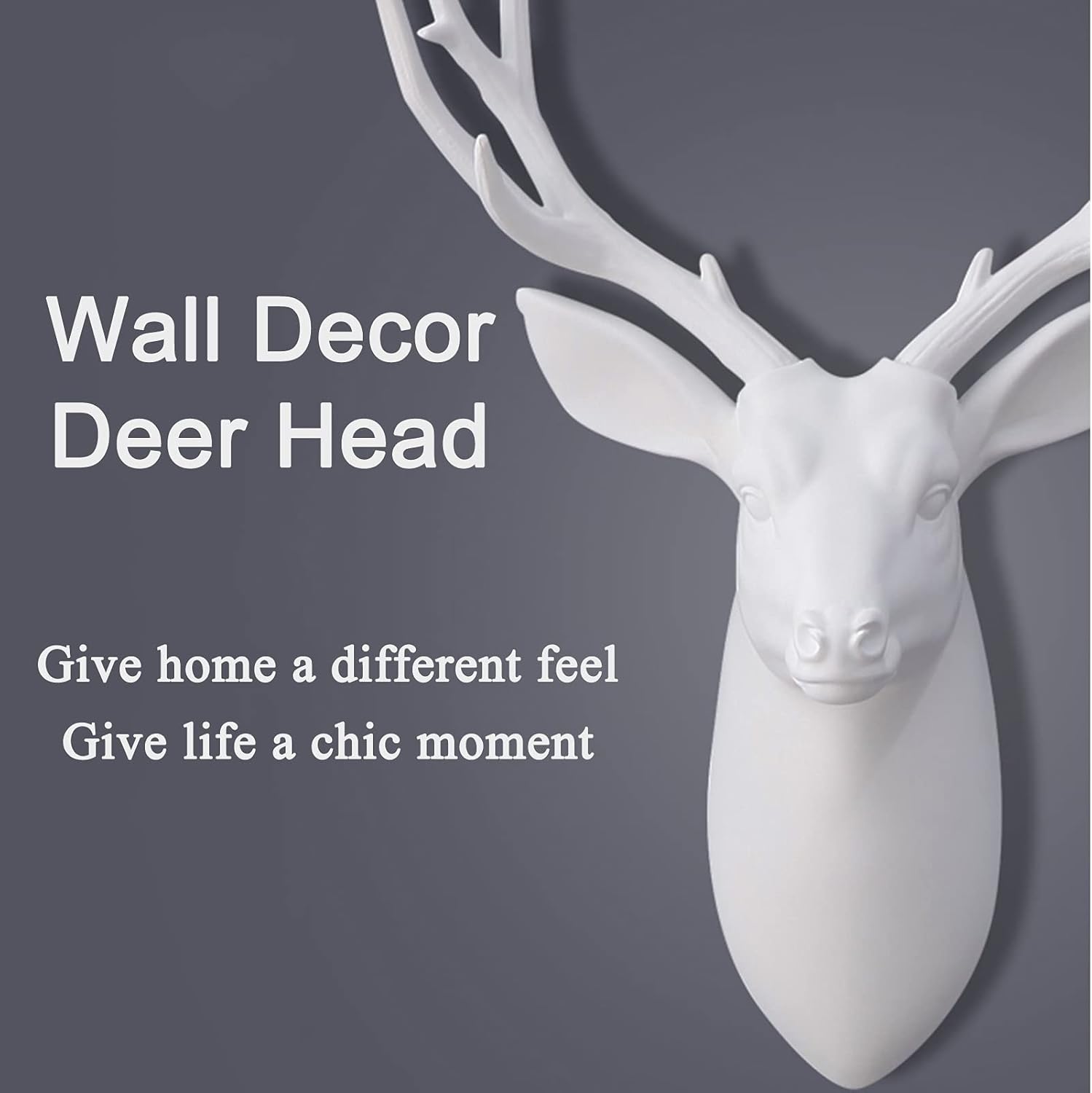 Wall Decor Animal Stag Head Wall Decor,Wall Mounted Artificial Deer Head For Home Decoration,Faux Taxidermy Resin Deer Head Wall Mount Sculpture Art,Wall Decoration For Living Room,Black+gold Corner