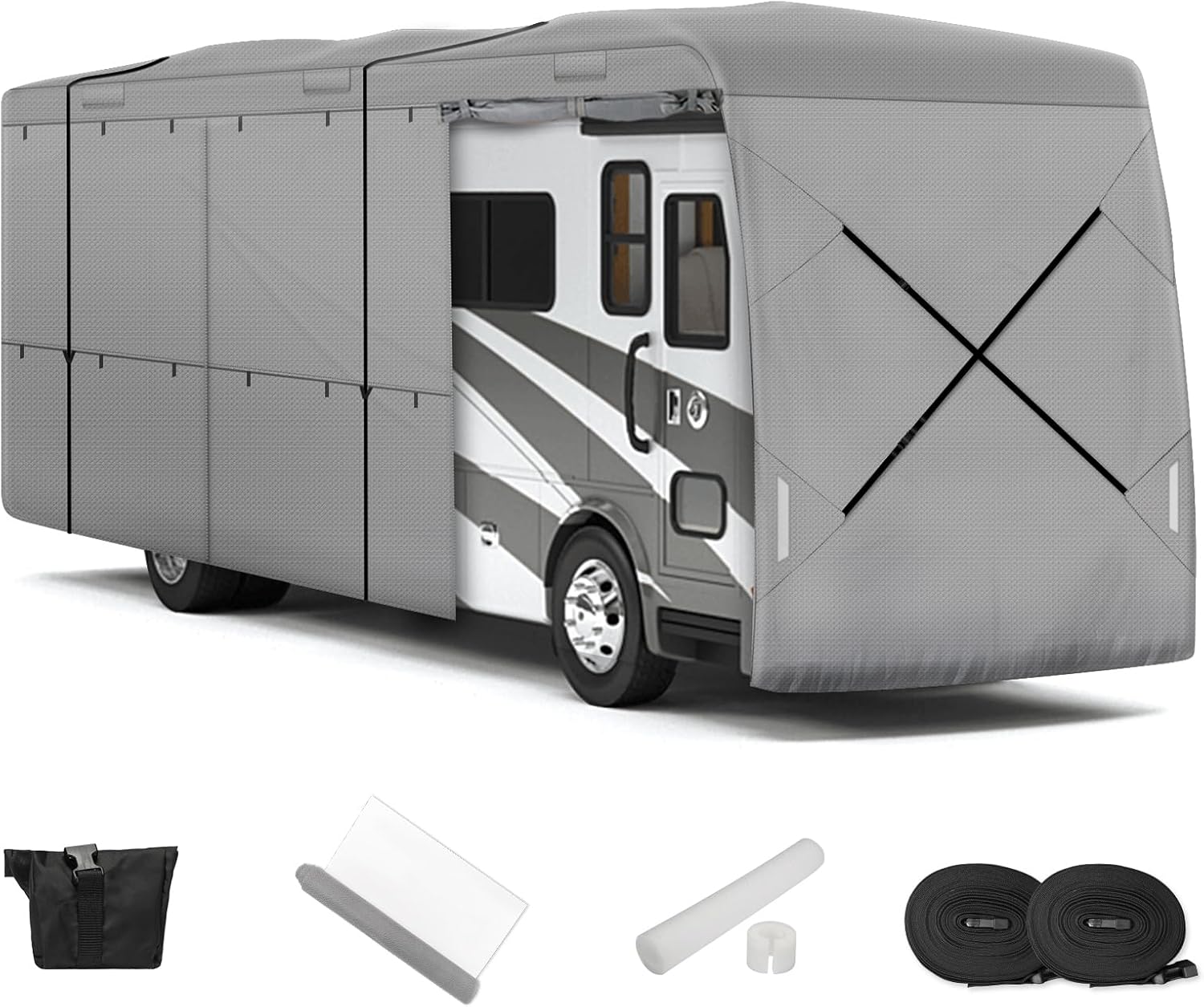 Leader Accessories Windproof Upgraded Class A RV Cover - Fits 30' - 33' Motorhome - Extra Thick 5 Layers Top with Adhesive Repair Patches