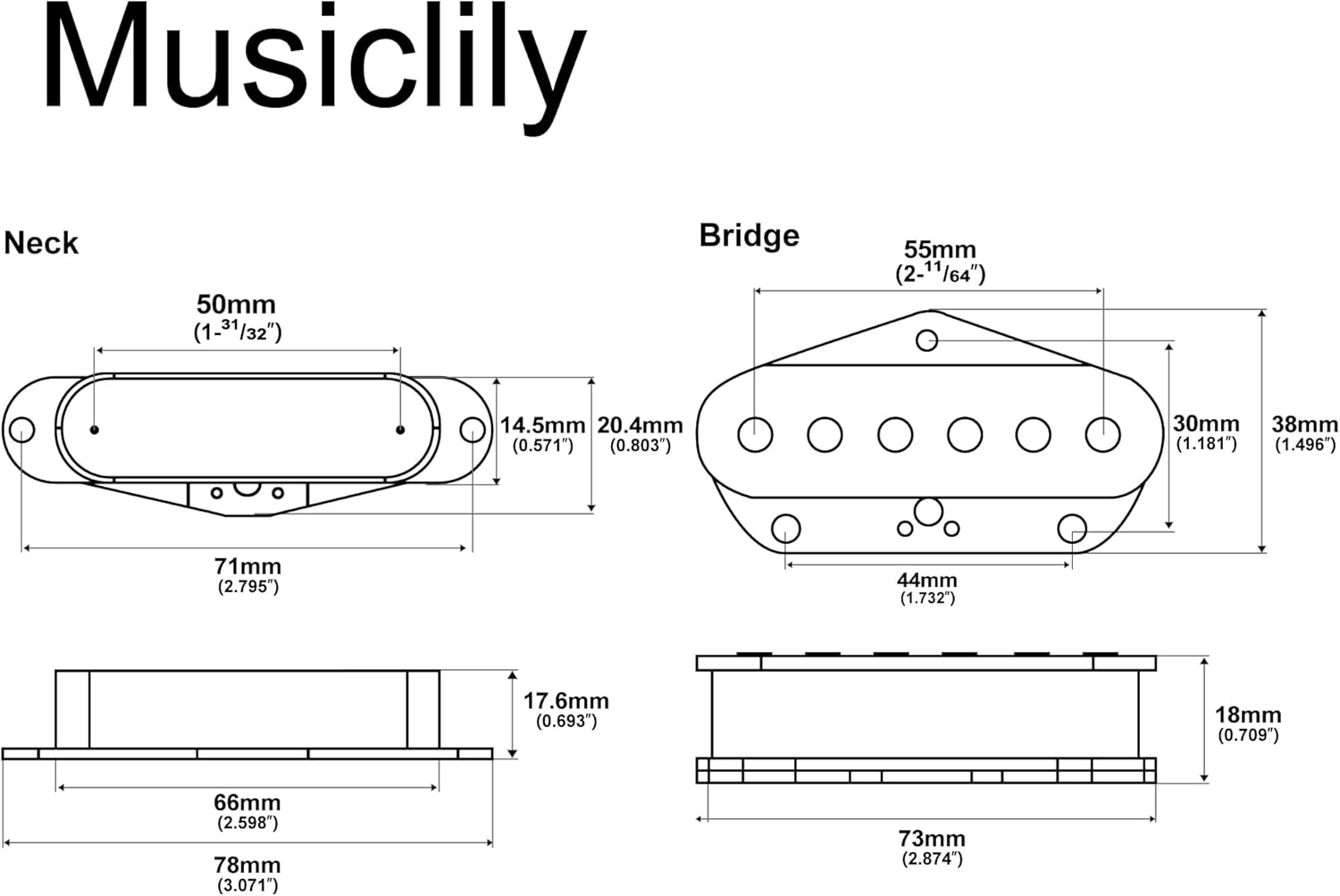 The Revival Pickups RPT2 Heartbreaker Vintage Style Alnico 3 Neck Bridge Pickups Set for Tele Style Electric Guitar, Nickel