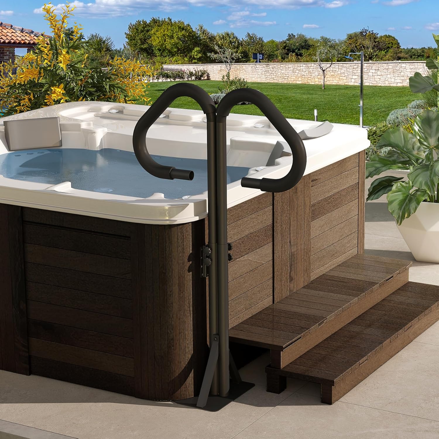 Two-Way Hot Tub Handrail, Anti-Slip Spa Safety Hand Rail, Adjustable Height 45-60